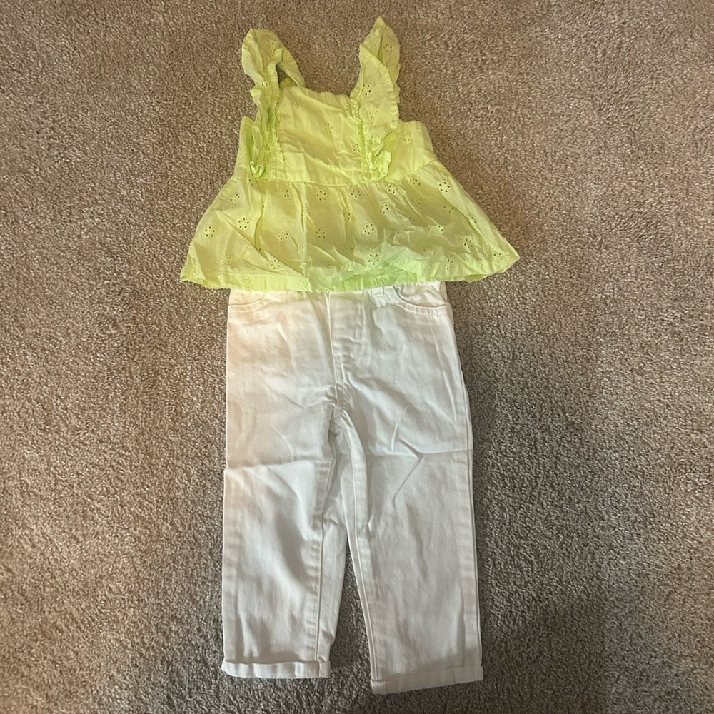Carters 18 Month Tank with White Jeans Set